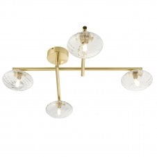 ANCILLARY Flush Ceiling Light in Brushed Gold with Frosted Glass