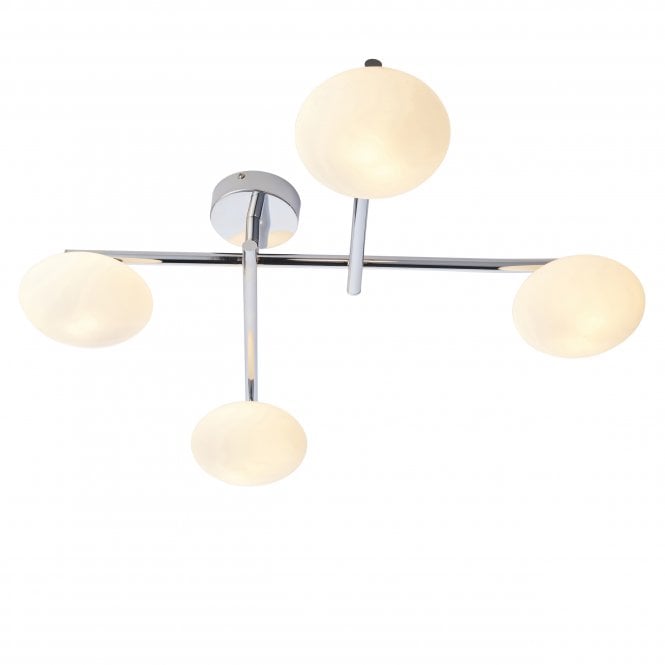 ANCILLARY Flush Ceiling Light in Chrome with Opal Glass