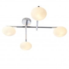 ANCILLARY Flush Ceiling Light in Chrome with Opal Glass