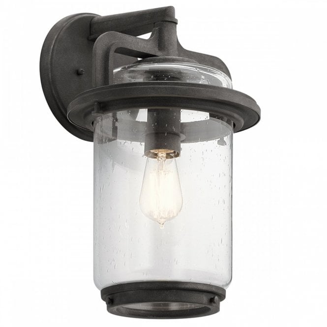 ANDOVER Large 1 Light Wall Lantern in Weathered Zinc