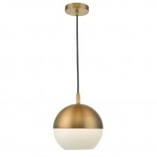 antique brass single ceiling pendant with opal glass