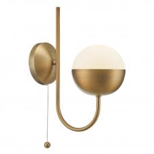 modern classic aged brass single wall light with pull cord