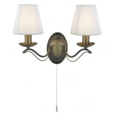traditional antique brass double wall light with shades
