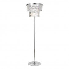 Floor Lamp Chandelier in Polished Chrome with Crystal Tiers 6 Light 