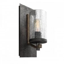 ANGELO 1 Light Wall Light in Oak and Slate Grey Metal