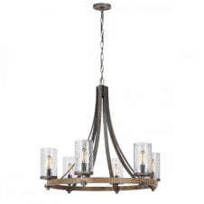 modern chandelier in grey and wood