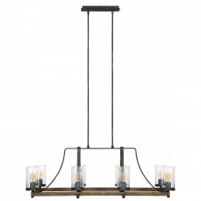 rustic pendant bar light in grey and wood