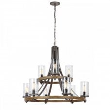 modern chandelier in grey and wood