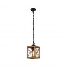 ANGLAR Outdoor Pendant Wood Effect & Black/Clear Glass