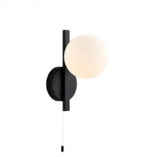 ANGLES 1 Light in Black with Opal Glass Wall Light, Switched