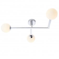 ANGLES 3 Light Chrome Opal Glass Flush Ceiling Light