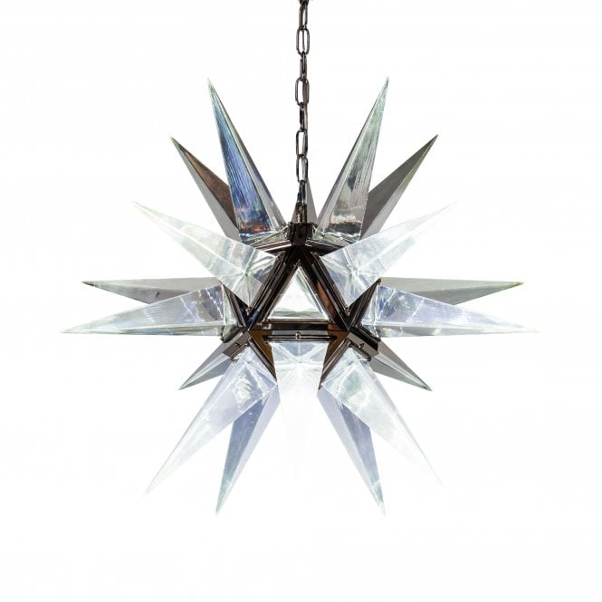 ANIMATE Ceiling Pendant Polished Nickel Faceted Crystal Effect Spike Pendant