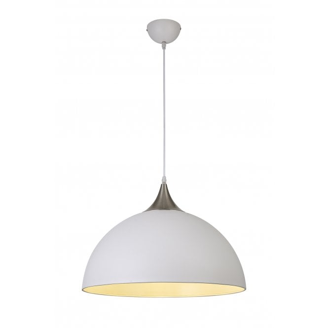 ANNA Large Sand White and Satin Nickel Ceiling Pendant Light