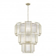 ANTIGUA Art Deco Ribbed Glass 13L Ceiling Pendant Matt Gold
