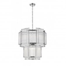 ANTIGUA Art Deco Ribbed Glass 8 Light Ceiling Pendant Chrome