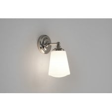 ANTON polished chrome & opal glass bathroom wall light
