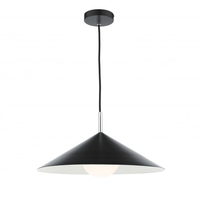 APEX Cone Ceiling Pendant in Matt Black and Polished Chrome