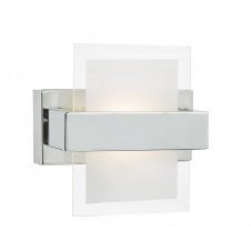 APT glass and polished chrome LED wall light