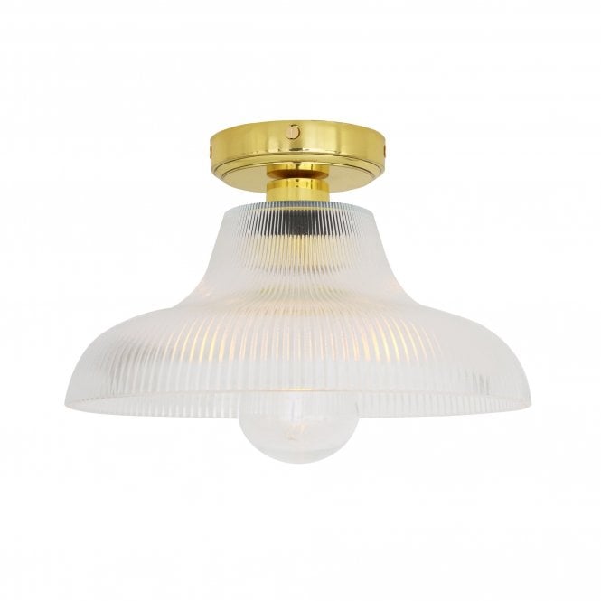 AQUARIUS Ceiling Light | Polished Brass & Holophane Glass