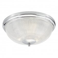 flush chrome and prismatic glass bathroom ceiling light