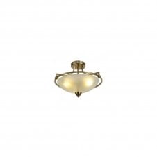 ARCHETYPE Uplighter Semi-Flush Ceiling Fitting Antique Brass/Frosted Glass