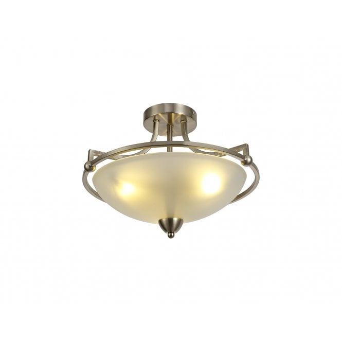 ARCHETYPE Uplighter Semi-Flush Ceiling Fitting Satin Nickel/Frosted Glass