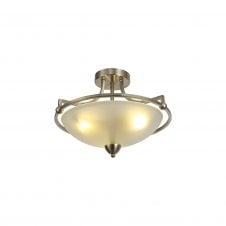 ARCHETYPE Uplighter Semi-Flush Ceiling Fitting Satin Nickel/Frosted Glass