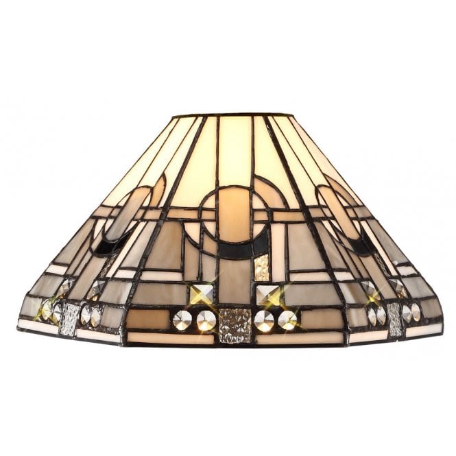 ARCHIE Art Deco Tiffany easy fit shade in grey and black with crystal detail