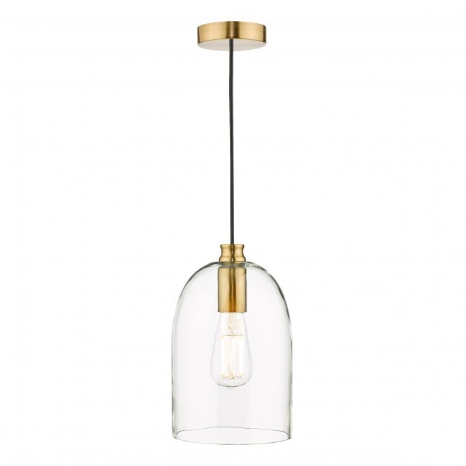 ARCHIE Ceiling Pendant in Satin Bronze with Clear Glass Cloche Shade