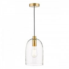 ARCHIE Ceiling Pendant in Satin Bronze with Clear Glass Cloche Shade