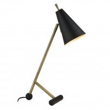 ARCHITECT Desk Lamp in Matt Black with antique brass plate