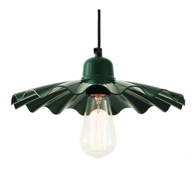ARDLE modern factory ceiling pendant in powder coated racing green