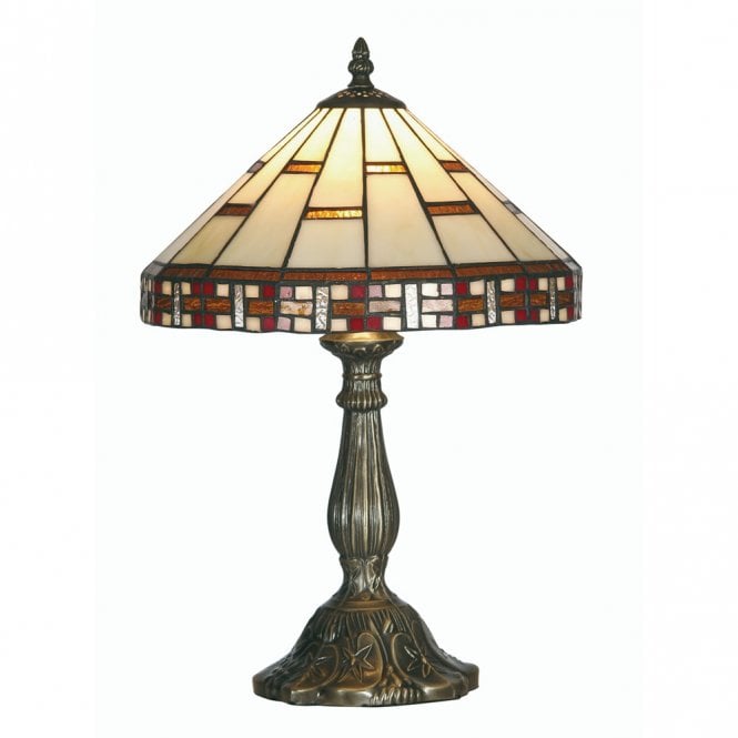 AREMISIA Art Deco Style Tiffany Table Lamp in Antique Brass