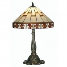 AREMISIA Large Art Deco Style Tiffany Table Lamp in Antique Brass