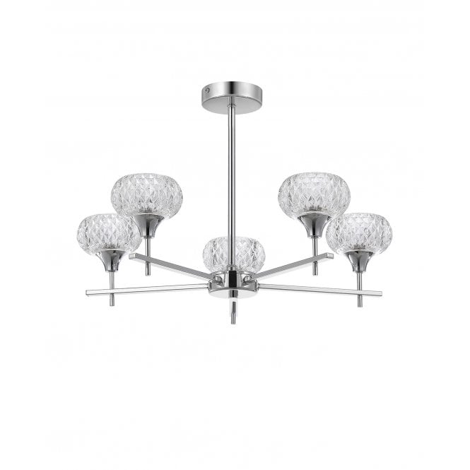 Aria 5 Light IP44 Bathroom Fixed Pendant in Polished Chrome