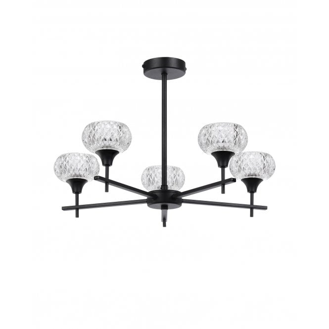 Aria 5 Light IP44 Bathroom Fixed Pendant in Satin Black