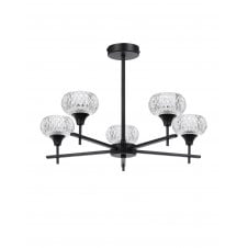 Aria 5 Light IP44 Bathroom Fixed Pendant in Satin Black
