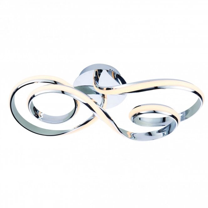 ARIA modern chrome LED semi flush fit ceiling light