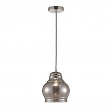 ARIEL Large Smoked Glass Ceiling Pendant Light Polished Chrome