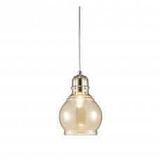 ARIEL Small Amber Glass Ceiling Pendant Light Chrome