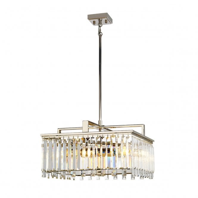 ARIES 4 Light Large Chandelier | Polished Nickel With K5 Glass Crystals