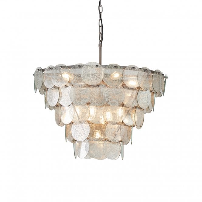 ARISE Antique Silver Ceiling Pendant with Mercury tinted Glass