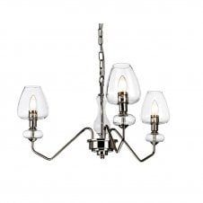 3 Light Ceiling Pendant Polished Nickel with Clear Brandy Glass Shades
