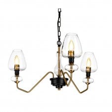 3 light modern chandelier ceiling light in contrast charcoal and gold.
