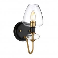 Modern black and brass wall light, unique glass structure