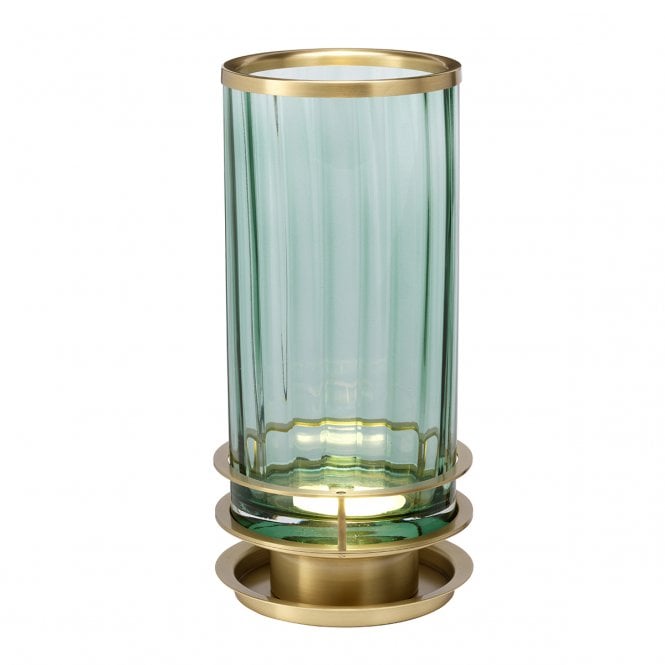 Arno Table Lamp with Prismatic Green Glass and Aged Brass Detailing