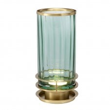 Arno Table Lamp with Prismatic Green Glass and Aged Brass Detailing
