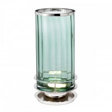 ARNO Table Lamp with Prismatic Green Glass with Polished Nickel Detailing