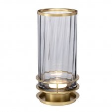 Arno Table Lamp with Prismatic Smoked Glass with Aged Brass Detailing