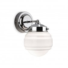 ART Deco Globe Wall Light Chrome with Opal White Glass